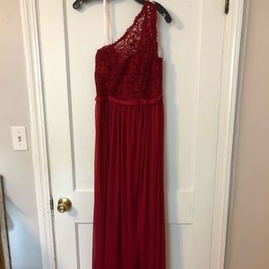 David’s bridal apple color bridesmaid dress